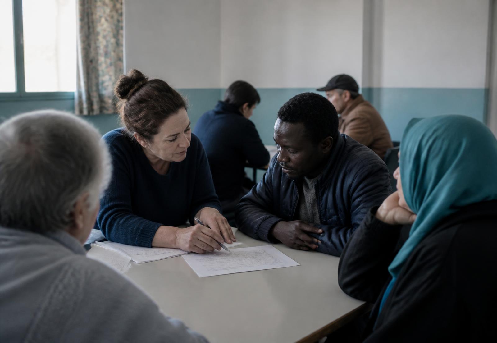 Sesión de acogida y orientación en un centro comunitario
